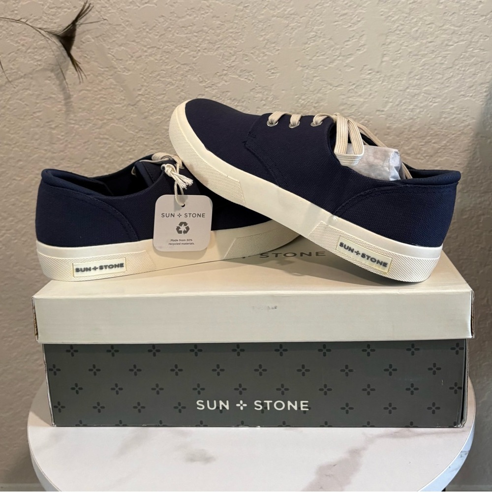 Sun + Stone Men's Kiva Dark Blue Canvas Sneakers Shoes 9.5 NWT